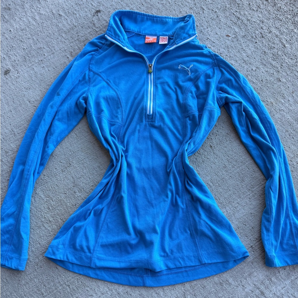 Puma blue quarter zip up top